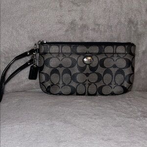 Coach Black and Gray Signature Wristlet